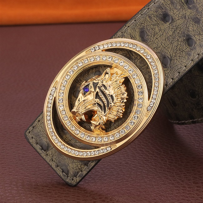 十二生肖虎头皮带真皮时尚个性霸气灰色休闲百搭腰带