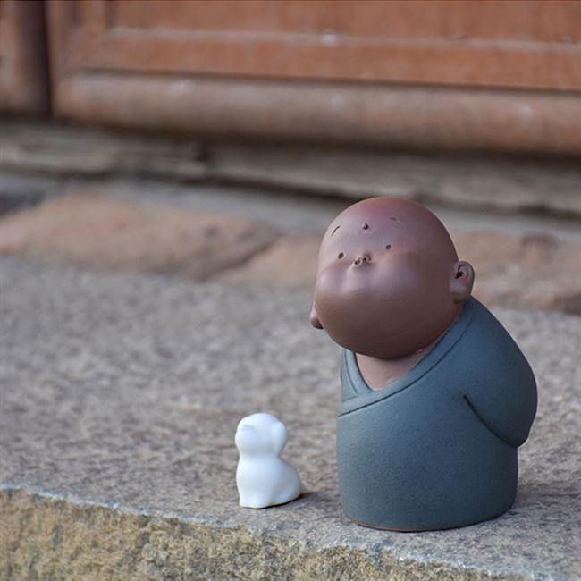 沙弥书架小和尚创意禅意紫砂陶瓷家居摆件
