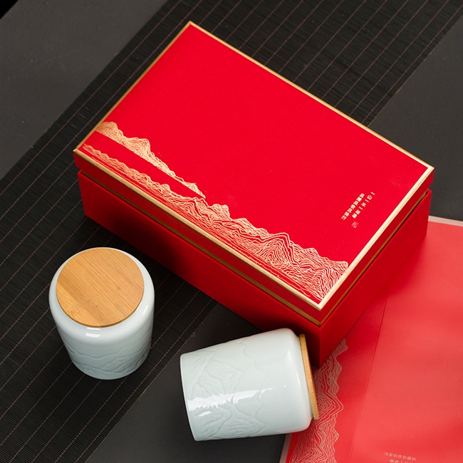 印字红茶包装盒中秋新款白茶茶叶礼盒陶瓷密封茶叶罐