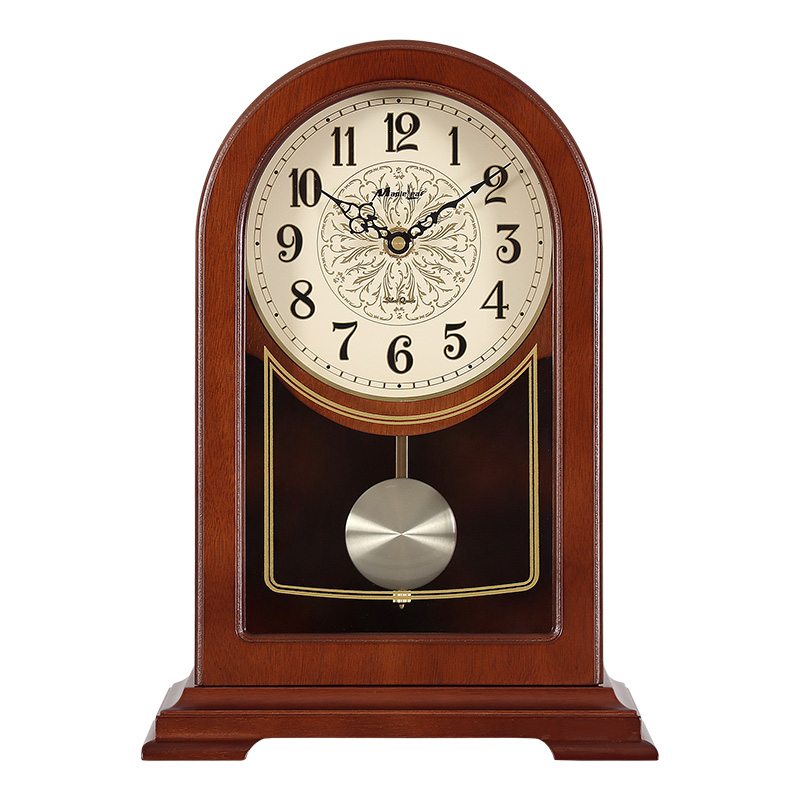 枫叶实木钟表中式座钟台钟客厅静音复古创意桌面摆件大号台式欧式