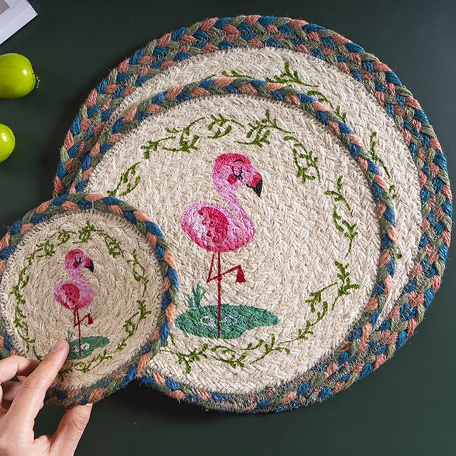 创意麻绳隔热手工编织印花餐垫垫子餐桌盘垫锅餐垫