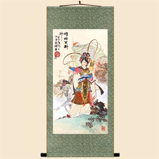 新款人物挂画桂英花木兰画像人物画女将梁红玉巾帼英雄国画