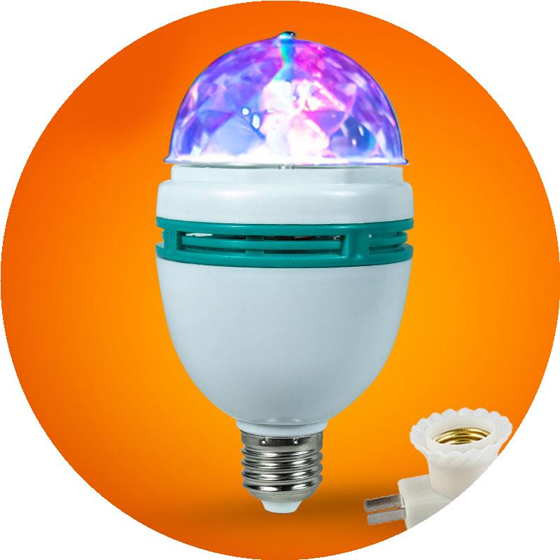 灯泡ktv酒吧led彩灯自动旋转闪光彩球灯水晶魔球家用彩灯泡舞台