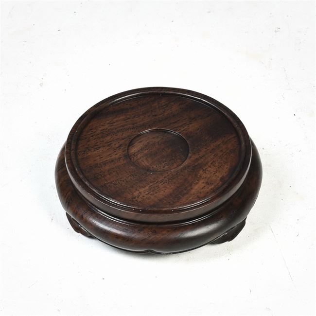 底座檀木木雕流线圆形香炉实木木质摆件花瓶木雕