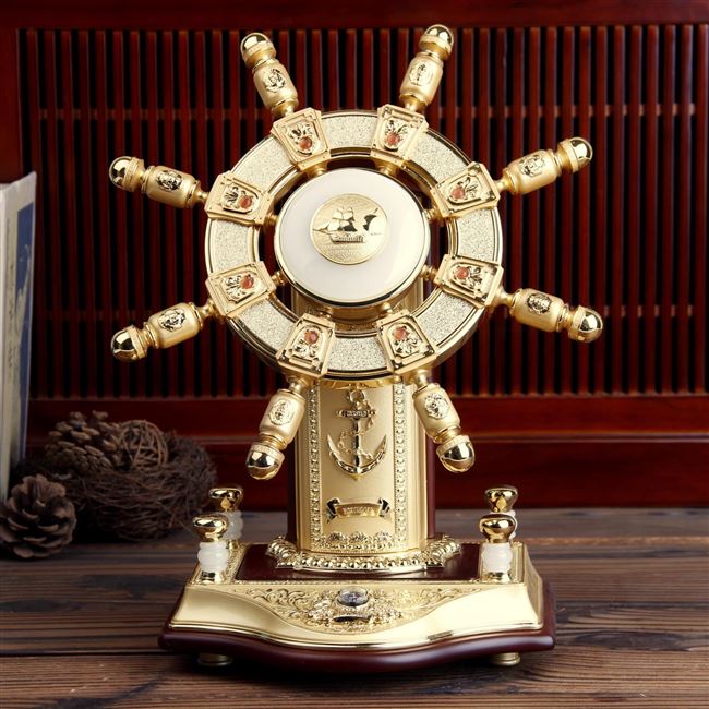 礼品领航装饰办公桌开业舵盘摆件乔迁摆设手船摆件