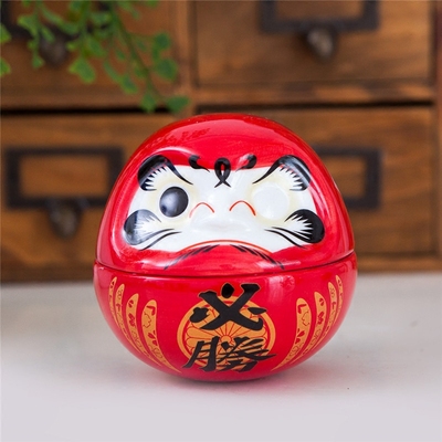 开运小达摩不倒翁摆件陶瓷达摩摆件日本红色创意小达摩装饰摆件