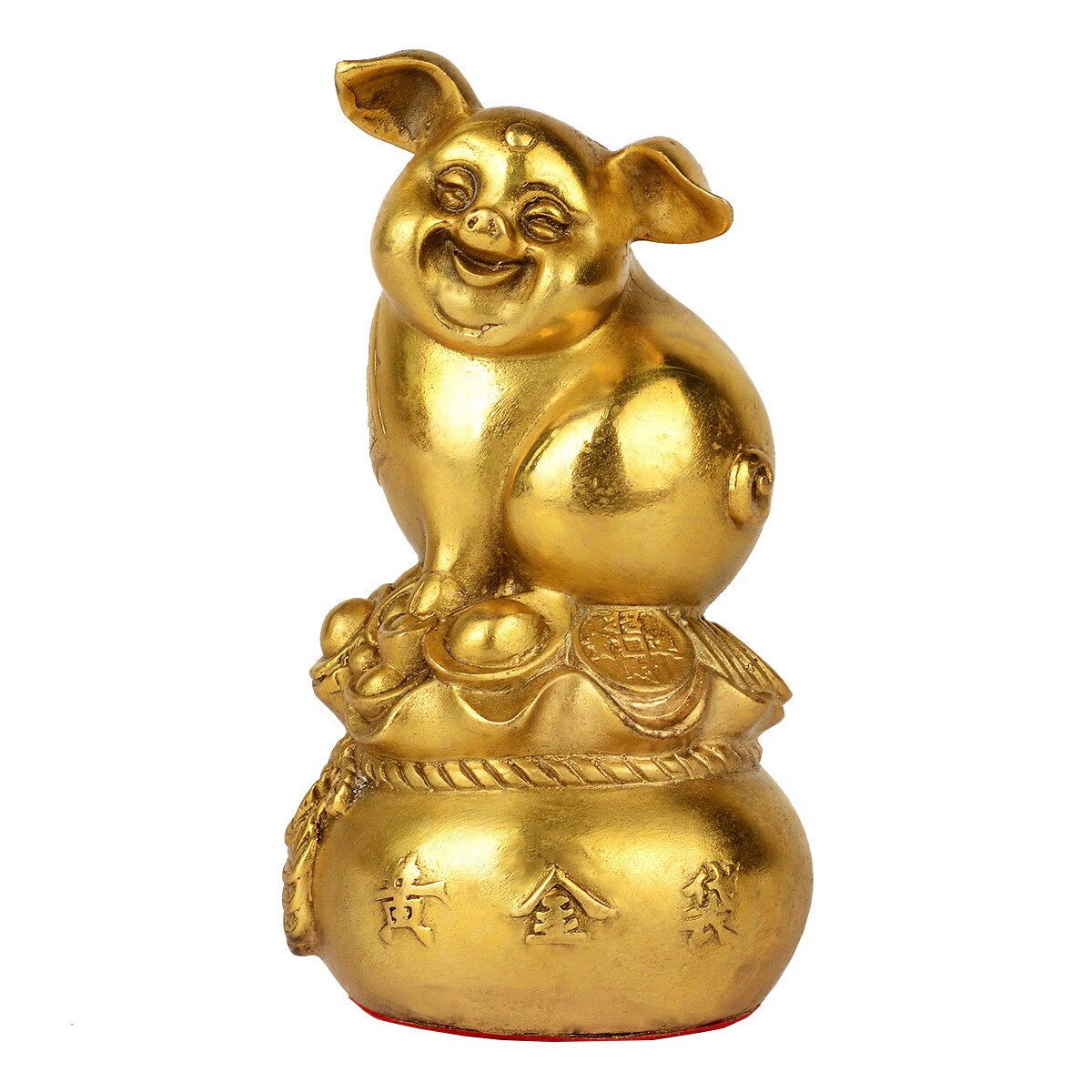 开光风水纯铜黄金袋猪摆件十二生肖铜猪开业礼品摆件