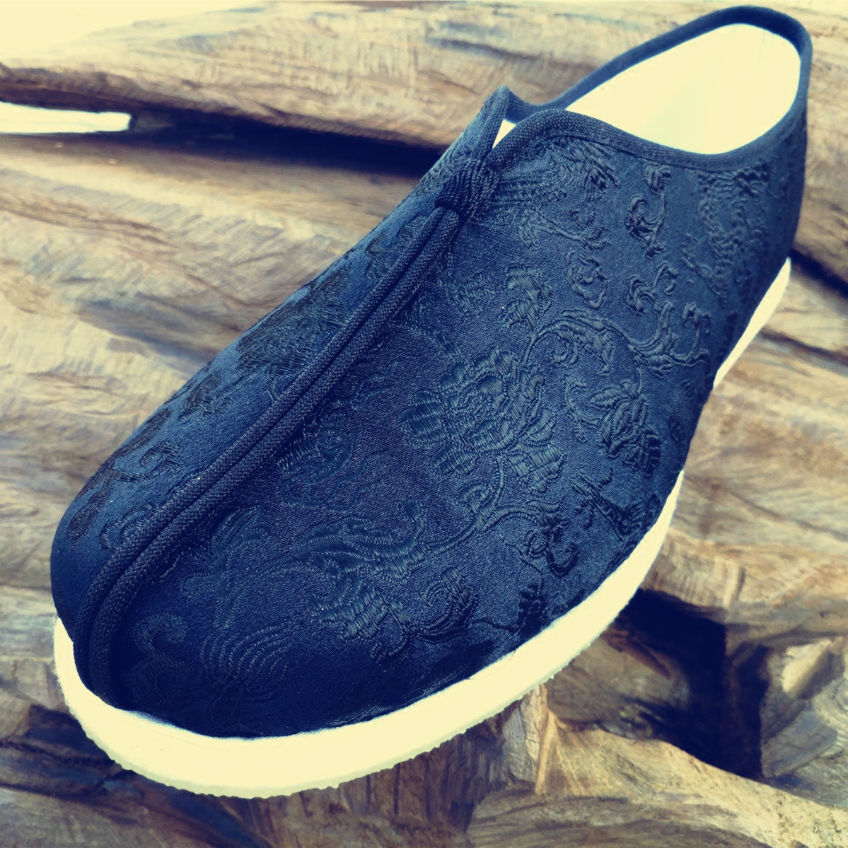 中式传统手工千层底缎面龙纹茶人居士休闲闲汉布鞋