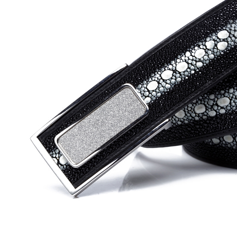 皮带编织男士珍珠鱼皮腰带泰国魔鬼全珠整条腰带