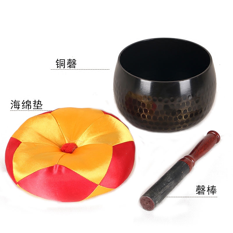 圆通工艺台湾加厚铜磬大磬铜庆寺庙用品铜钵木鱼佛音碗桌面摆件