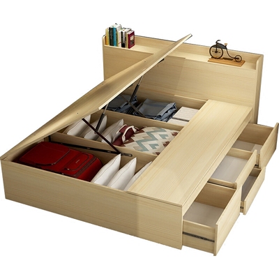 现代简约储物床卧室家具定制收纳抽屉床气压床双人榻榻米床高箱床