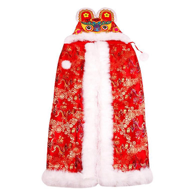 手工兔毛宝宝虎头披风外出婴儿斗篷棉花儿童披风