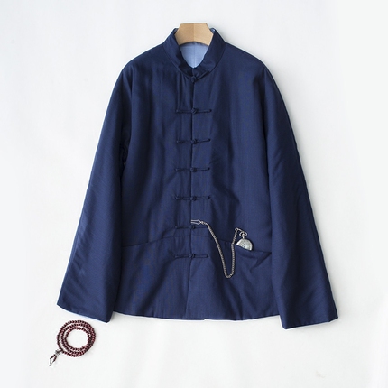 psl017优质丝麻 中式两面穿对襟唐装棉衣男女秋冬民族风百搭复古