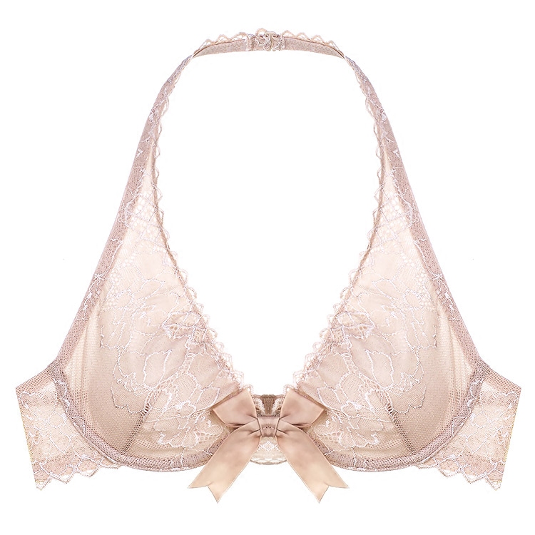 裸色交叉文胸夏文胸性感交叉性挂脖白色肩带多用文胸