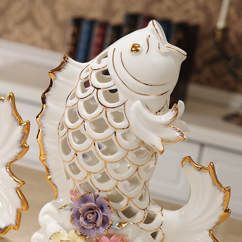 招财风水鲤鱼摆件家居饰品工艺品客厅电视柜摆设开业摆件