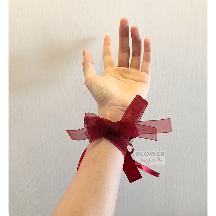 酒红高端小红花小花花朵唯美可爱新娘伴娘婚礼手腕花