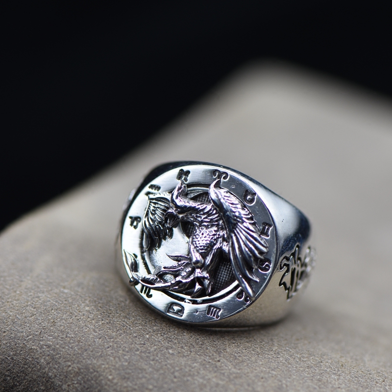 戒指妖家泰国进口朱雀四方之神神灵纯银ag09戒指