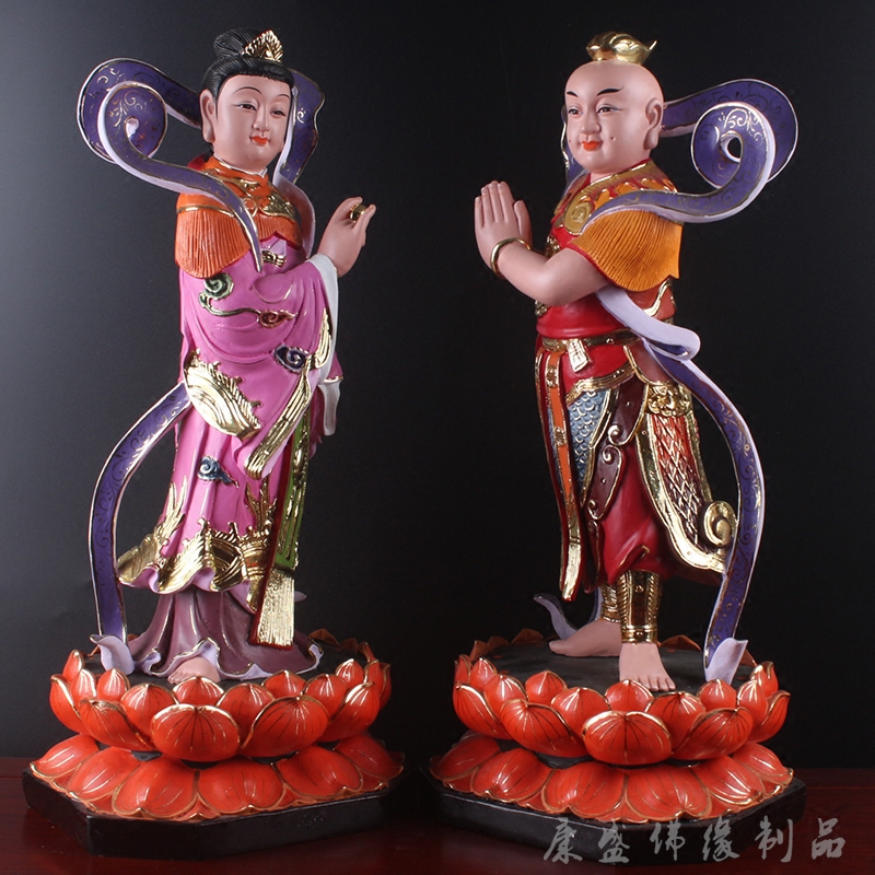 善财童子龙女金童玉女佛像善男信女树脂敦煌中式桌面摆件