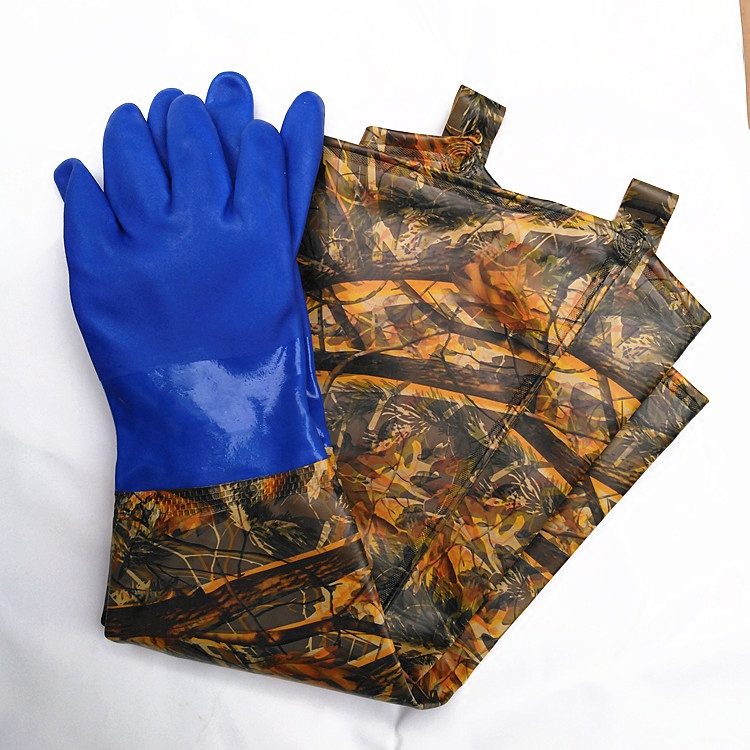 手套抓鱼挖藕加长加绒防水防滑卖鱼杀鱼海鲜防护手套