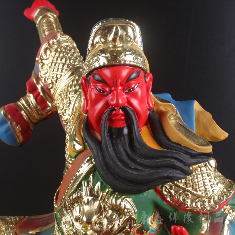 12寸武财神关公像提刀关公关二爷镇宅道教神像树脂佛像招财摆件