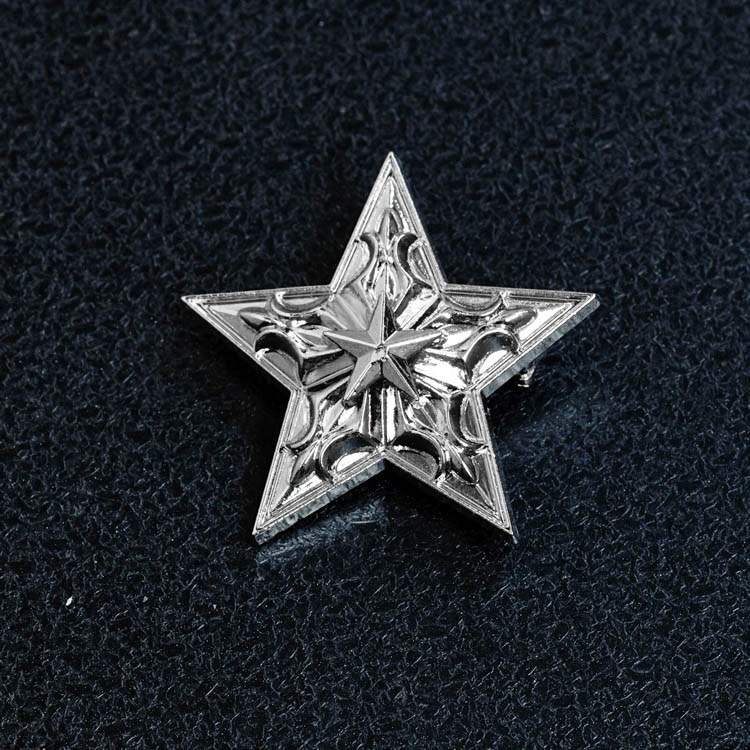胸针新品欧美复古古典五角星徽章金银三色金属胸针