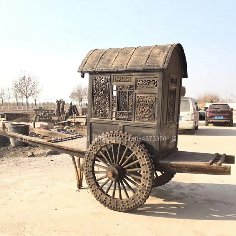 马车仿古木质老马实木中式带蓬古代轿车影视摆件