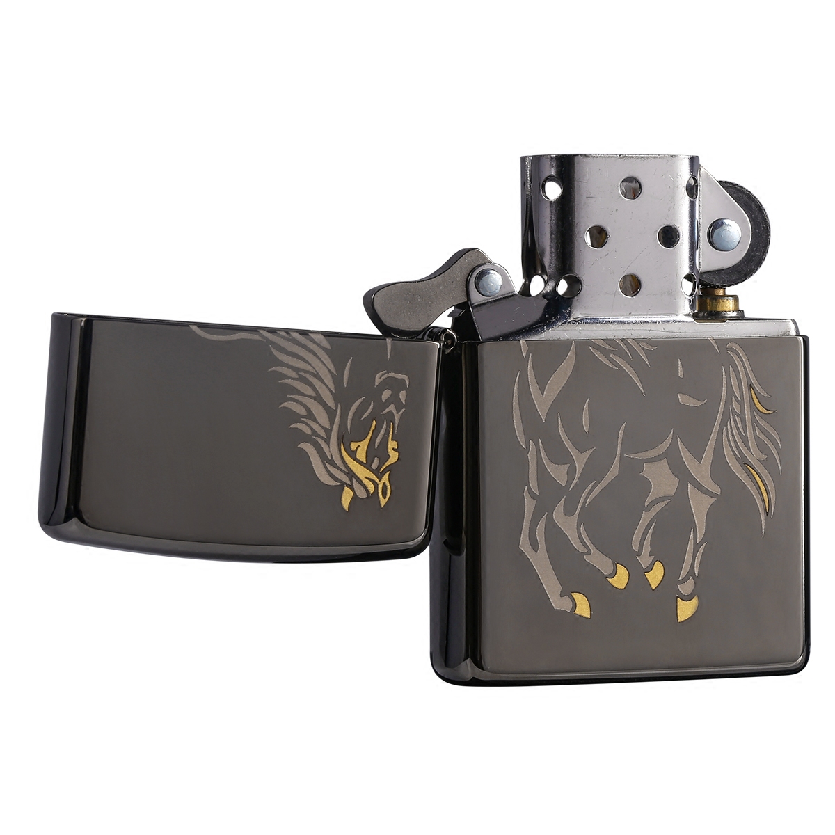 打火机zippo正版原装正品28645黑冰骏马奔腾马到成功zippo