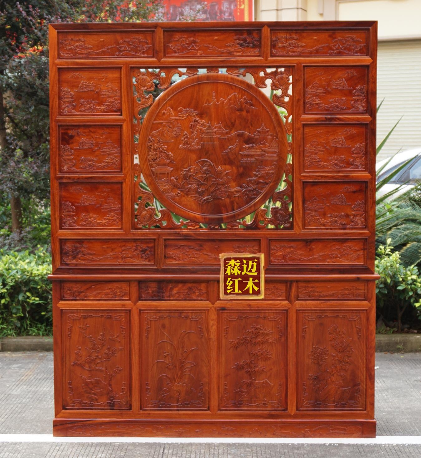 红木缅甸花梨隔厅大果紫檀鞋柜屏风实木玄关门厅