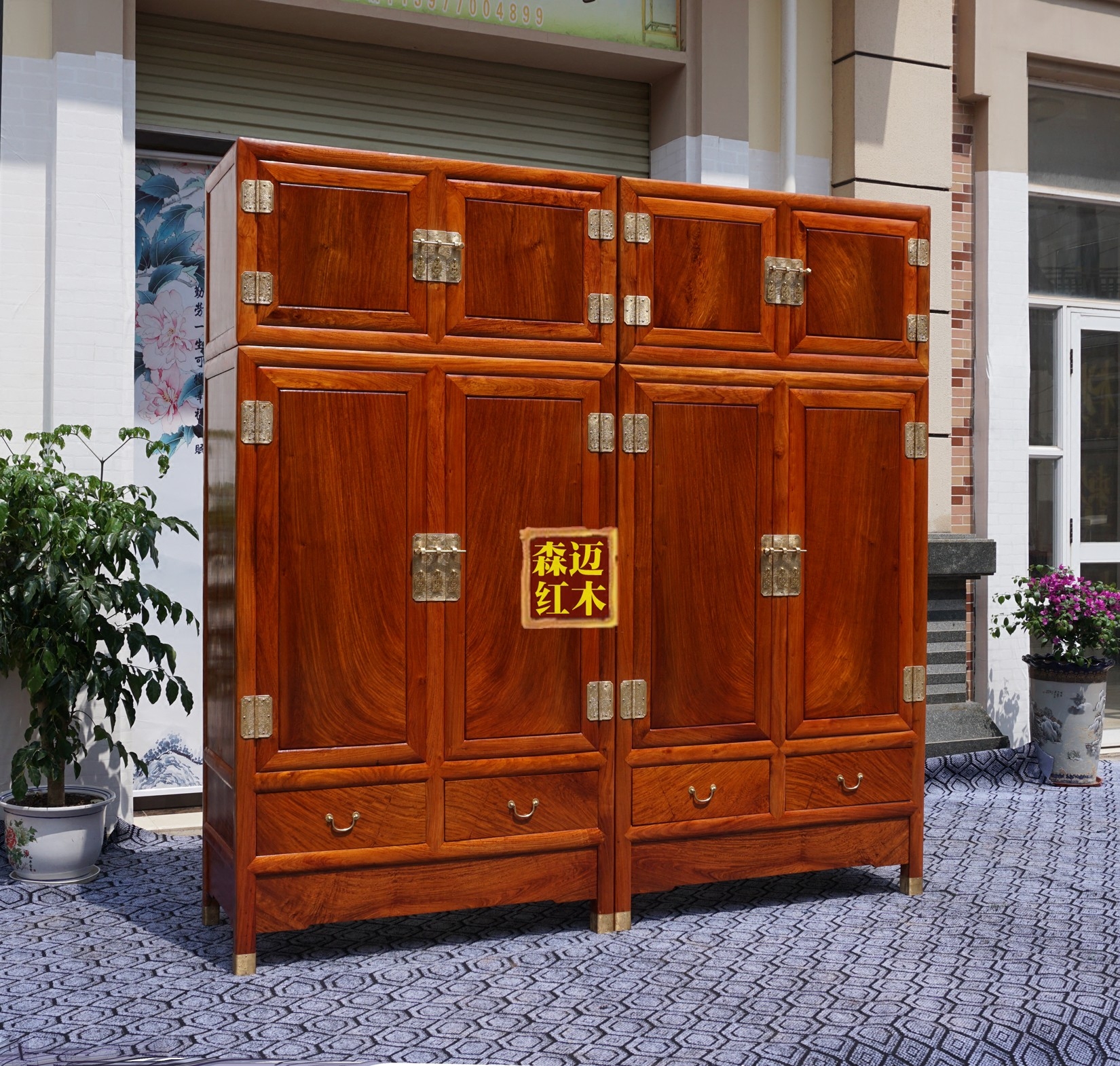 红木箱柜衣柜缅甸花梨大果紫檀加厚实木顶箱柜