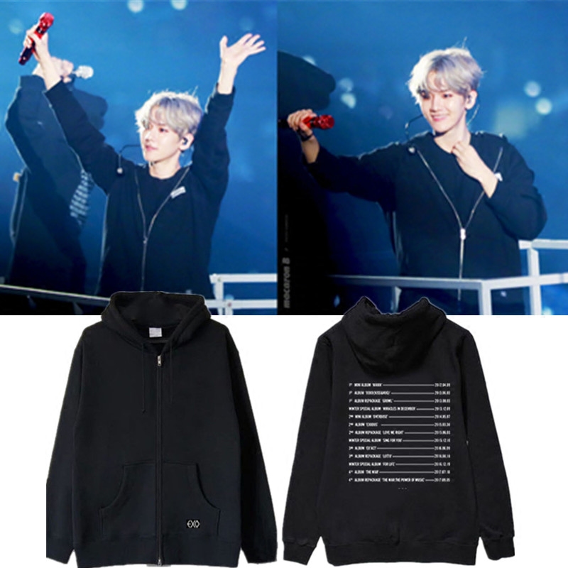 exo同款四巡演唱会周边应援拉链连帽衣服伯贤卫衣