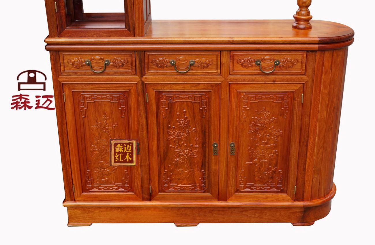 红木缅甸花梨隔厅大果紫檀玄关实木装饰柜门门厅