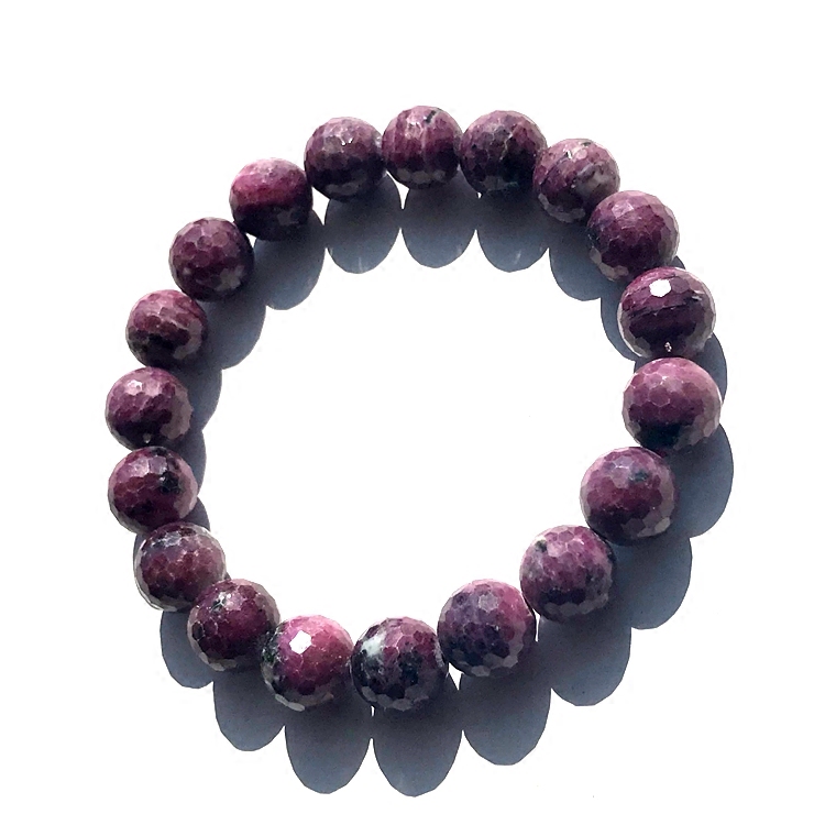 天然红宝手链128刻原石打磨女款手串时尚饰品礼物手链