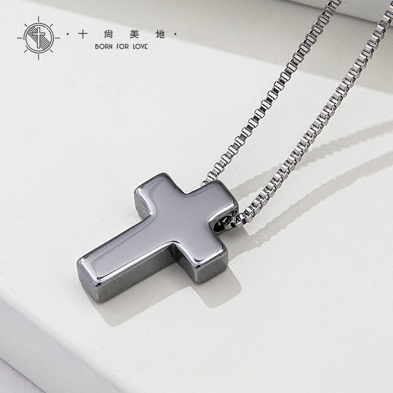 礼拜 不磨损十字架钨金项链男款个性吊坠简约礼物时尚女生首饰品