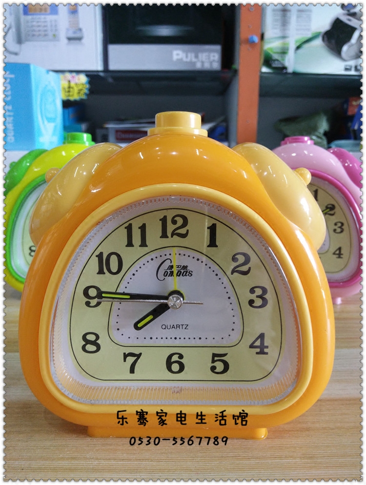 闹钟康巴丝超大双音夜灯荧光卡通可爱学生包邮台钟