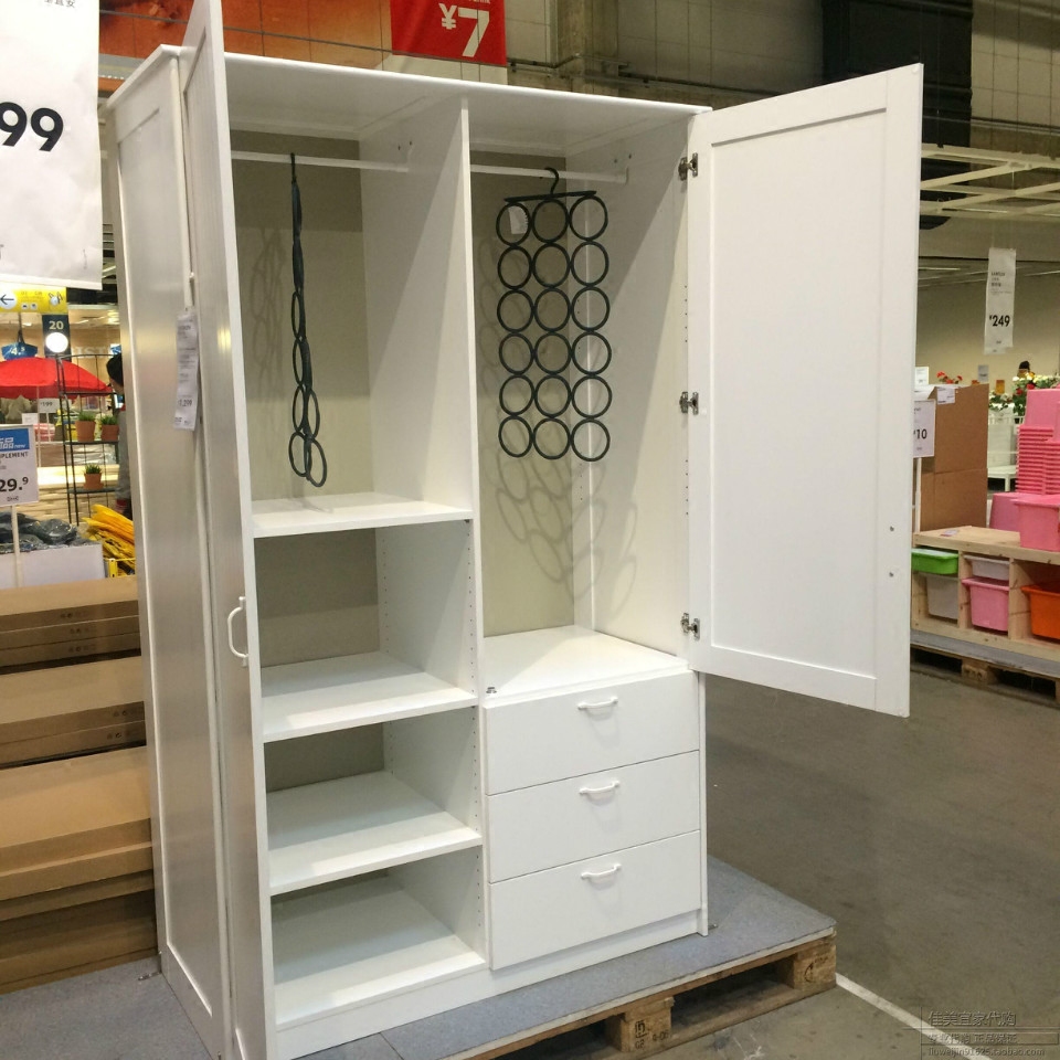 代购宜家穆斯肯平2门双门衣柜衣橱储物柜简约衣柜