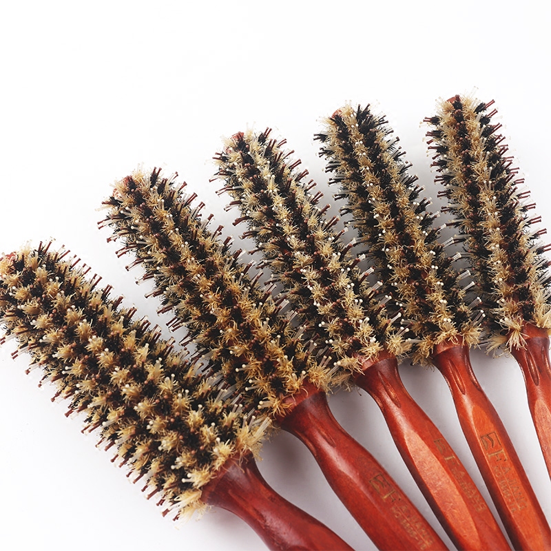 理发店卷发梳猪鬃毛滚梳防静电家用内扣直发造型梳子