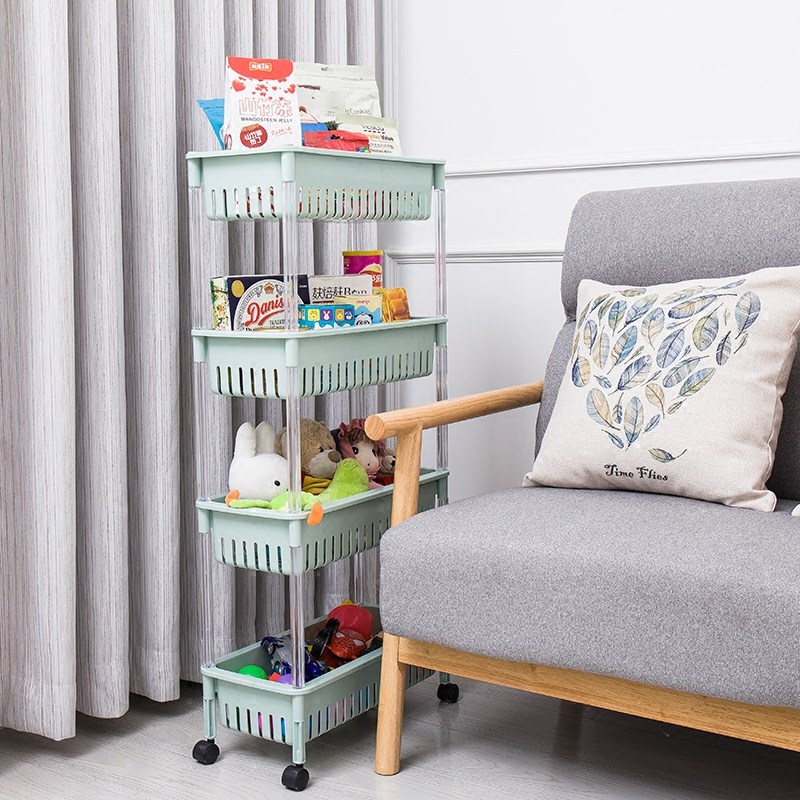 21.5cm宽置地式冰箱缝隙带轮置物架多层夹缝收纳架厨房浴室储物架