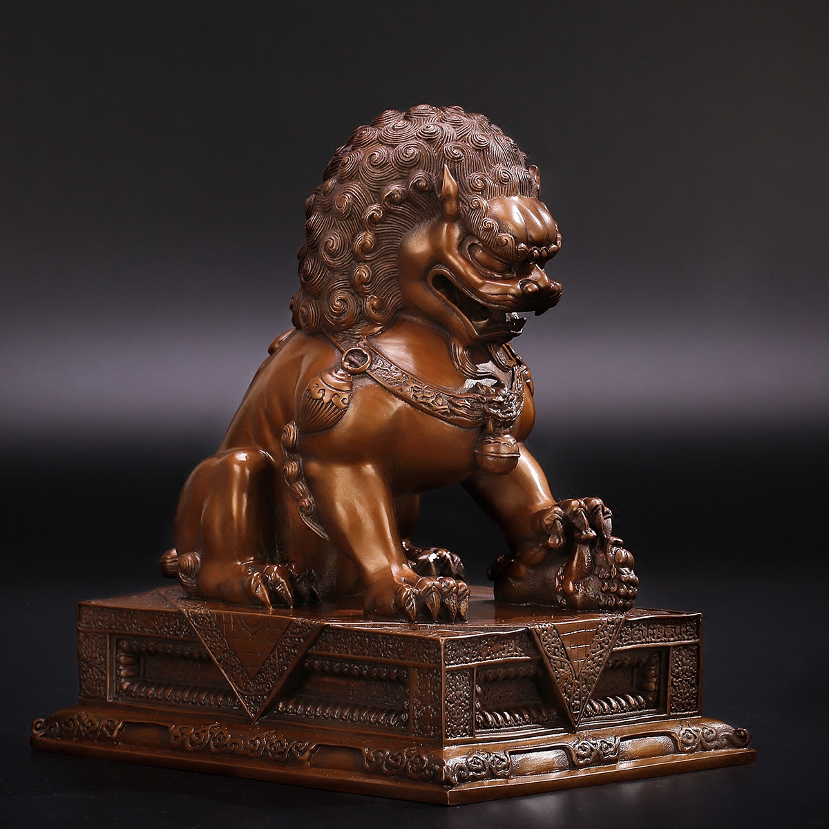 故宫纯紫紫铜王府纯铜狮子纪念品镇风水摆件