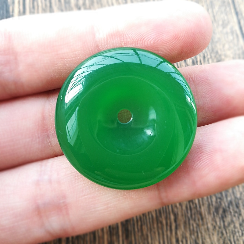 天然冰种绿玉平安扣挂坠玉石玛瑙男女女款保平项坠