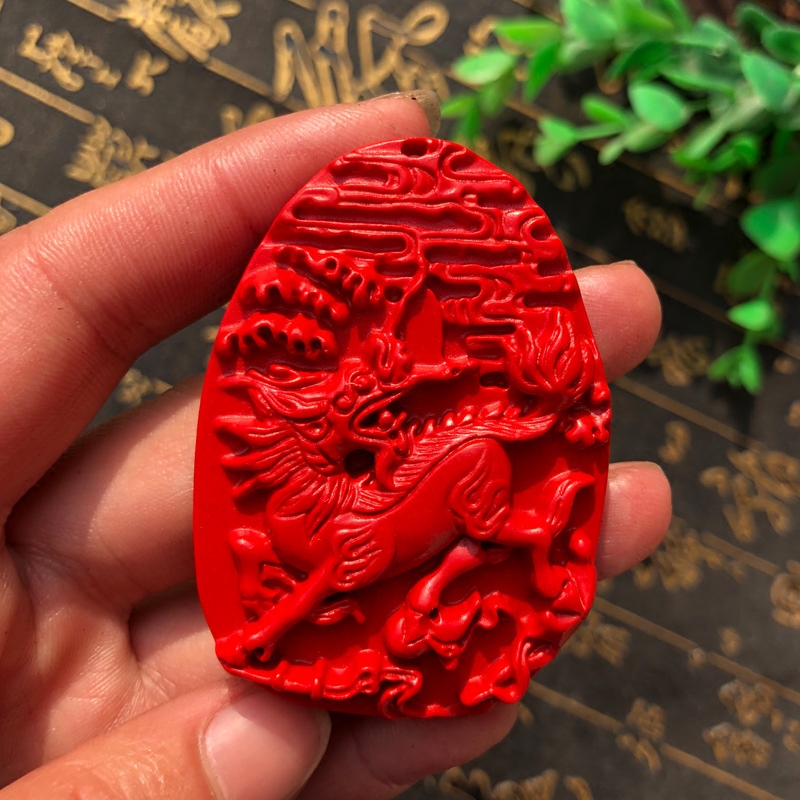 台湾原色朱砂火麒麟吊坠转运护身中国红麒麟送子项坠