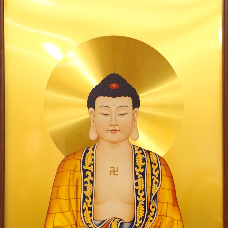 台湾三宝铜版铜版画画像家居装饰佛堂佛像挂画释迦牟尼现代装饰画