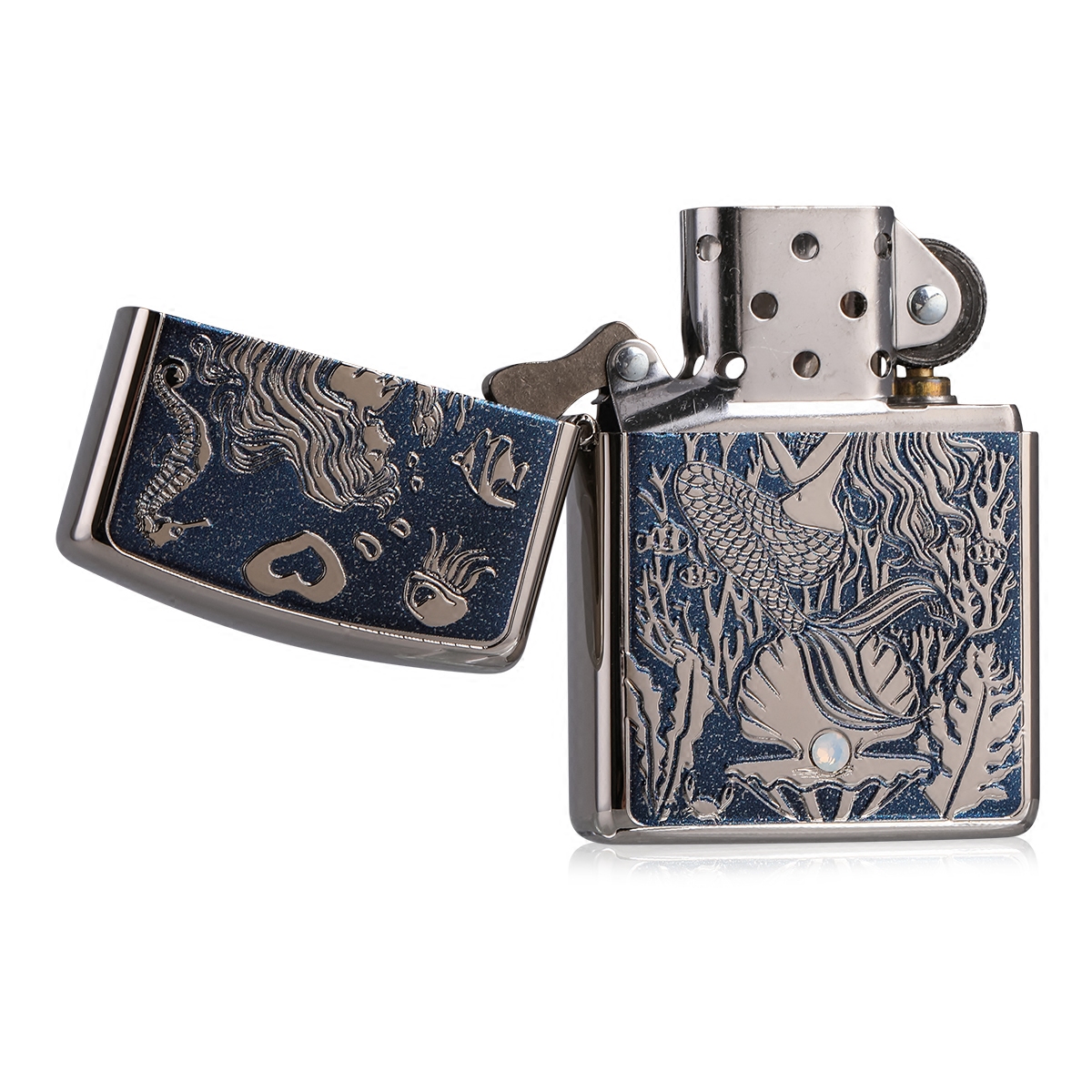 原装正品zippo防风打火机海底美人鱼镜面盔甲官方zippo
