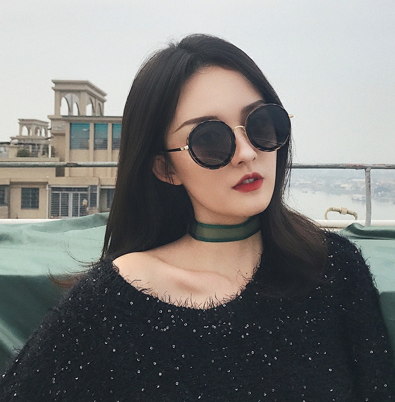 2018百搭时尚圆形个性复古韩国网红同款墨镜太阳眼镜