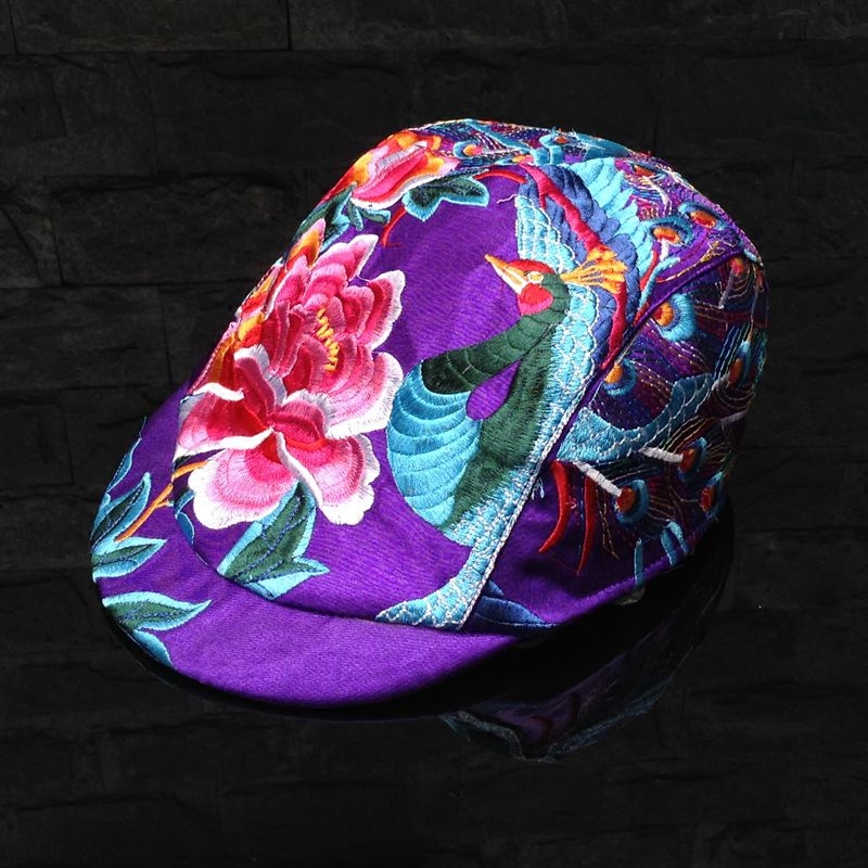 原创新款中国民族风刺绣绣花成人女士帽子户外帽子