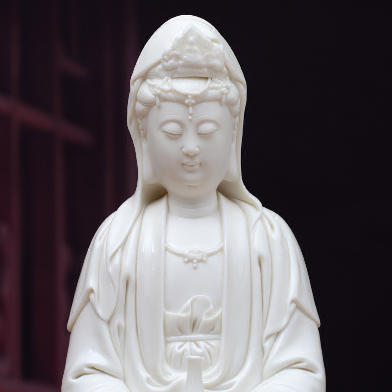 德化菩萨陶瓷客厅净瓶观音镇宅乔迁新居中式供奉玄关佛像禅意摆件