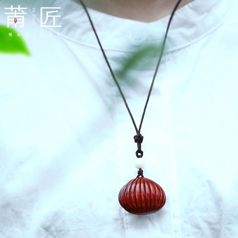 莆匠小叶紫檀木雕贝壳吊坠挂坠毛衣女友老婆木雕