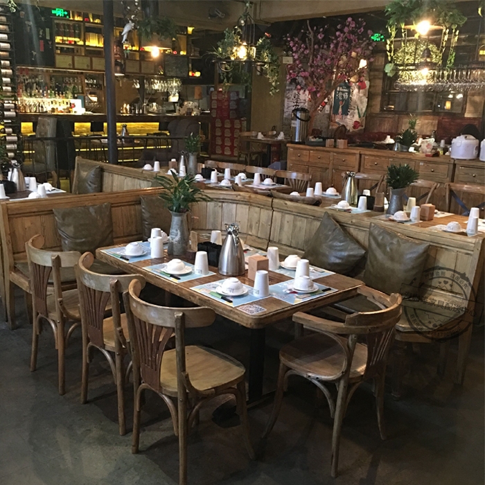 音乐餐吧酒馆个性时尚主题餐厅实木转角卡座实木沙发