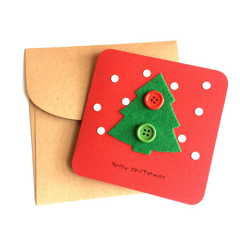 艾晴手贺中国国风手工贺卡正方形立体圣诞节礼物留言贺卡