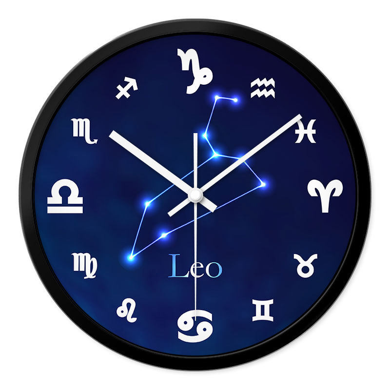 摩门个性十二星座挂钟客厅卧室现代简约静音时钟石英挂钟
