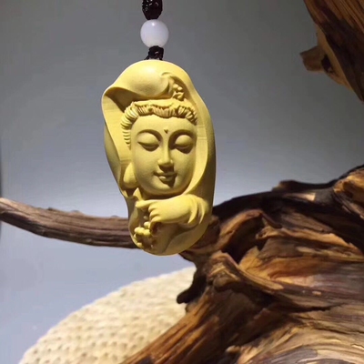 特价黄杨木雕手把件辟邪保平安黄杨木新款把玩文玩观音头像包邮
